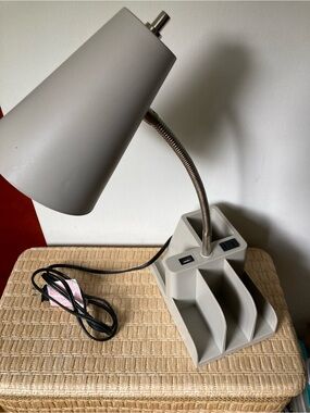 Room Essentials Gray Desk Lamp with Organizer Base